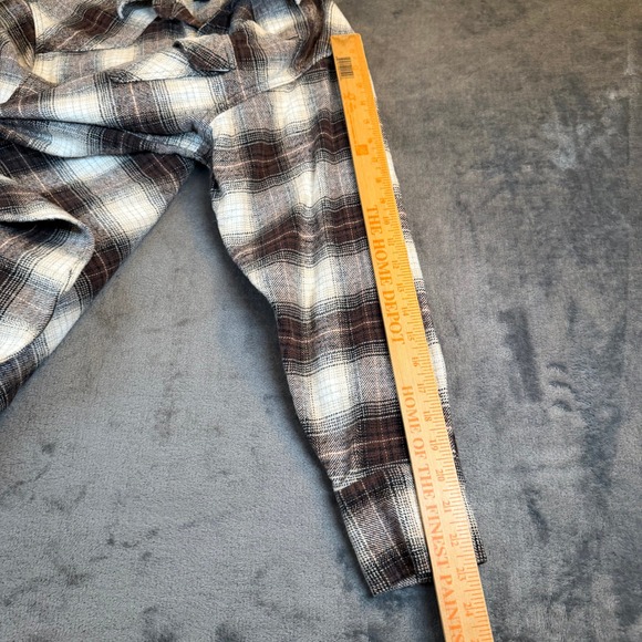 Work n Sport Brown Plaid Heavy Flannel Pearl Snap Western Shirt Mens Medium - Picture 8 of 9